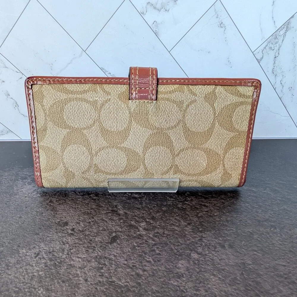 Coach Signature Canvas & Leather Snap Wallet – Pink/Brown - Picture 3 of 11